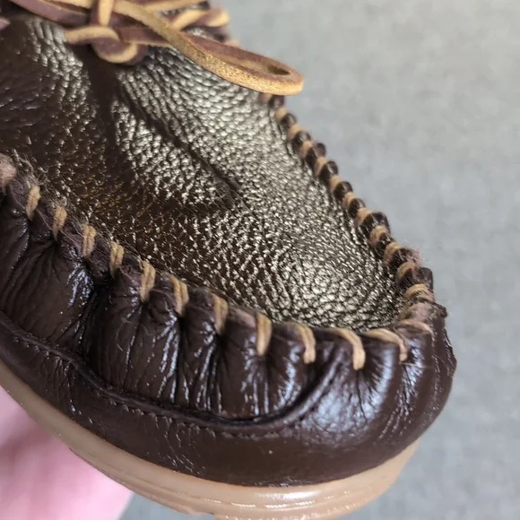 L.L. Bean Wicked Good Moccasins Moosehide Slipper Chocolate Brown Size 11.0 - Picture 12 of 14